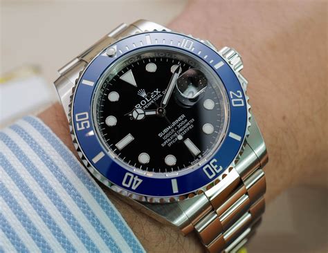 rolex submariner blue dial white gold review